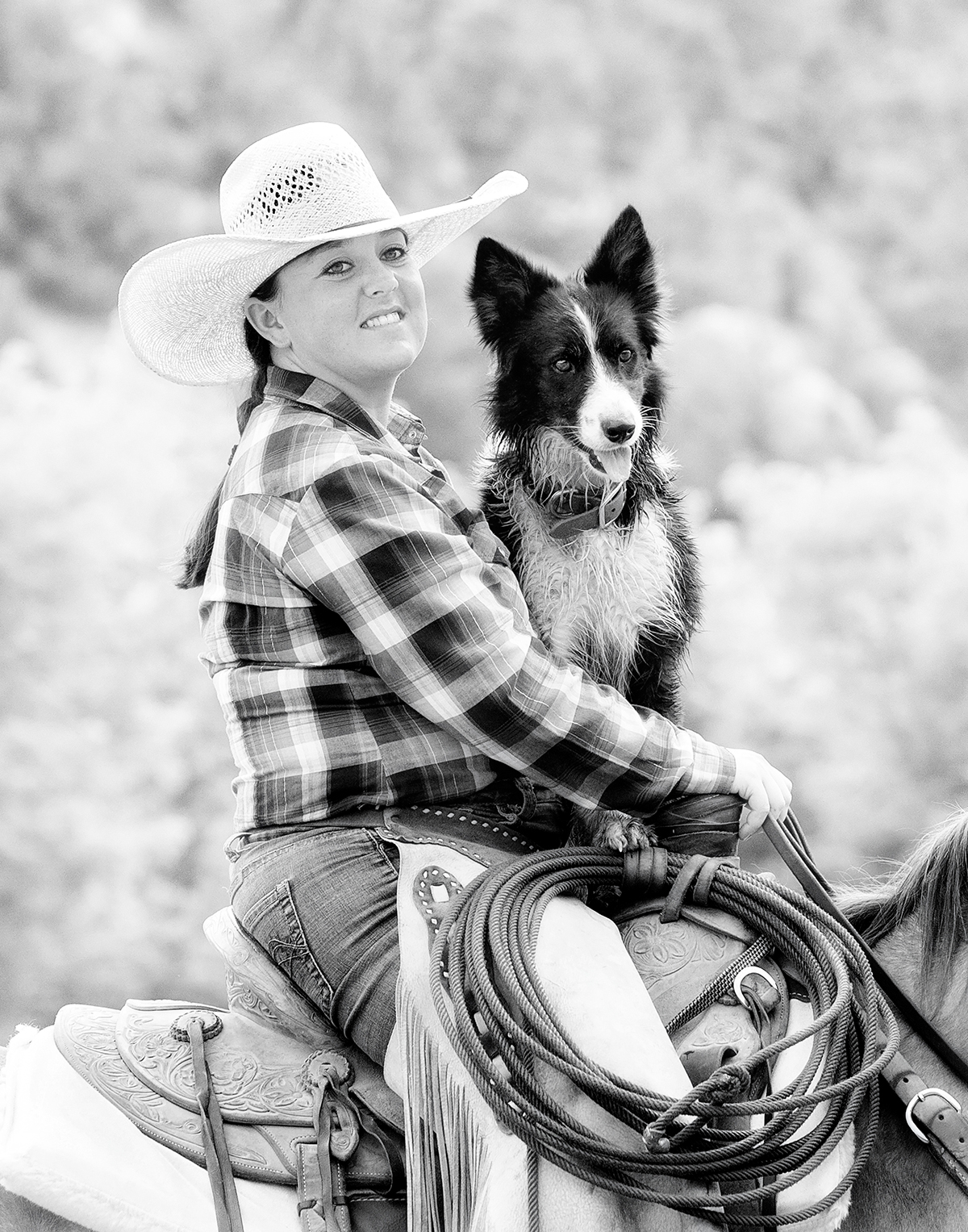 contact Phyllis Burchett photo of woman with dog on horse